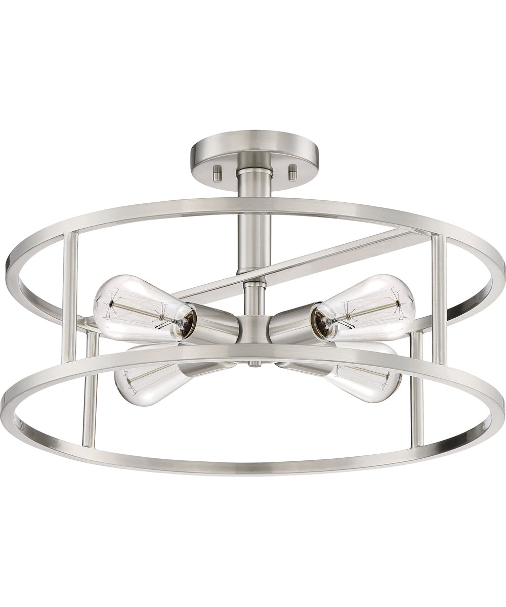 New Harbor Large 4-light Semi Flush Mount Brushed Nickel