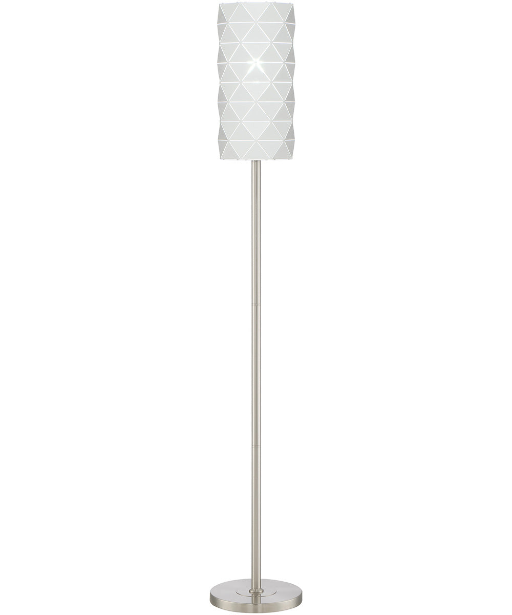 Pandora 1-Light Floor Lamp Brushed Nickel/White Metal Cut Shade