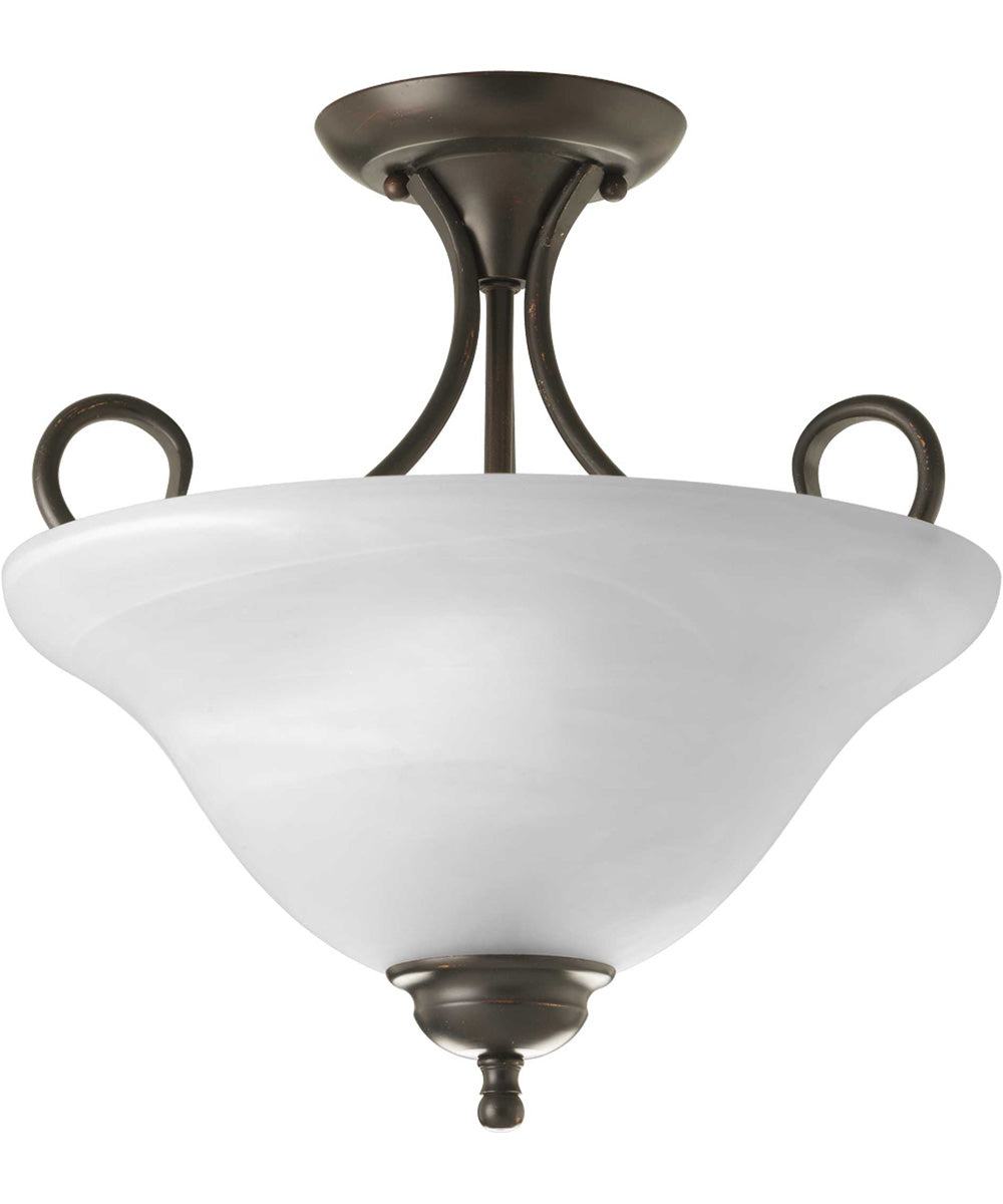 2-Light 13-1/4" Semi-Flush Antique Bronze