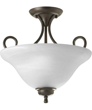2-Light 13-1/4" Semi-Flush Antique Bronze