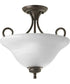 2-Light 13-1/4" Semi-Flush Antique Bronze