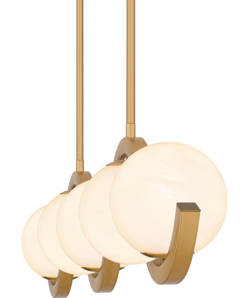 Spherical Large 5-light Island Light Aged Brass