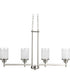 Alexa 4-Light Etched Linen With Clear Edge Glass Modern Linear Chandelier Light Brushed Nickel