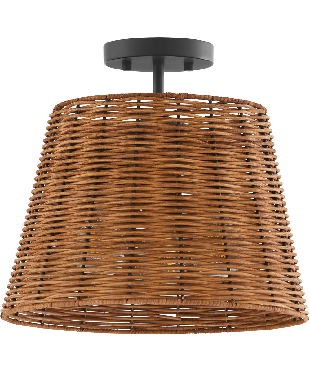 3-light Semi-Flush Mount Matte Black