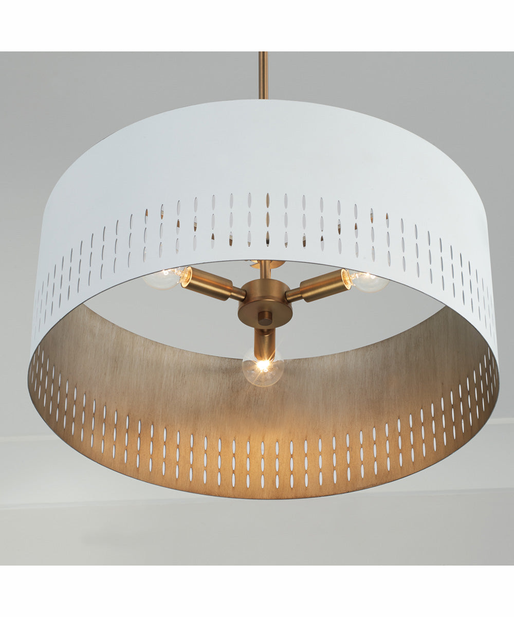 Dash 3-Light Pendant Aged Brass and White