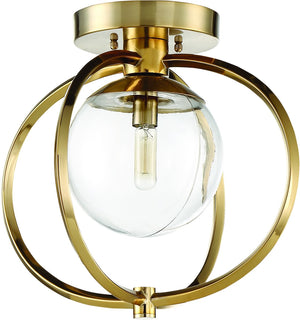 15"W Piltz 1-Light Semi Flush Satin Brass