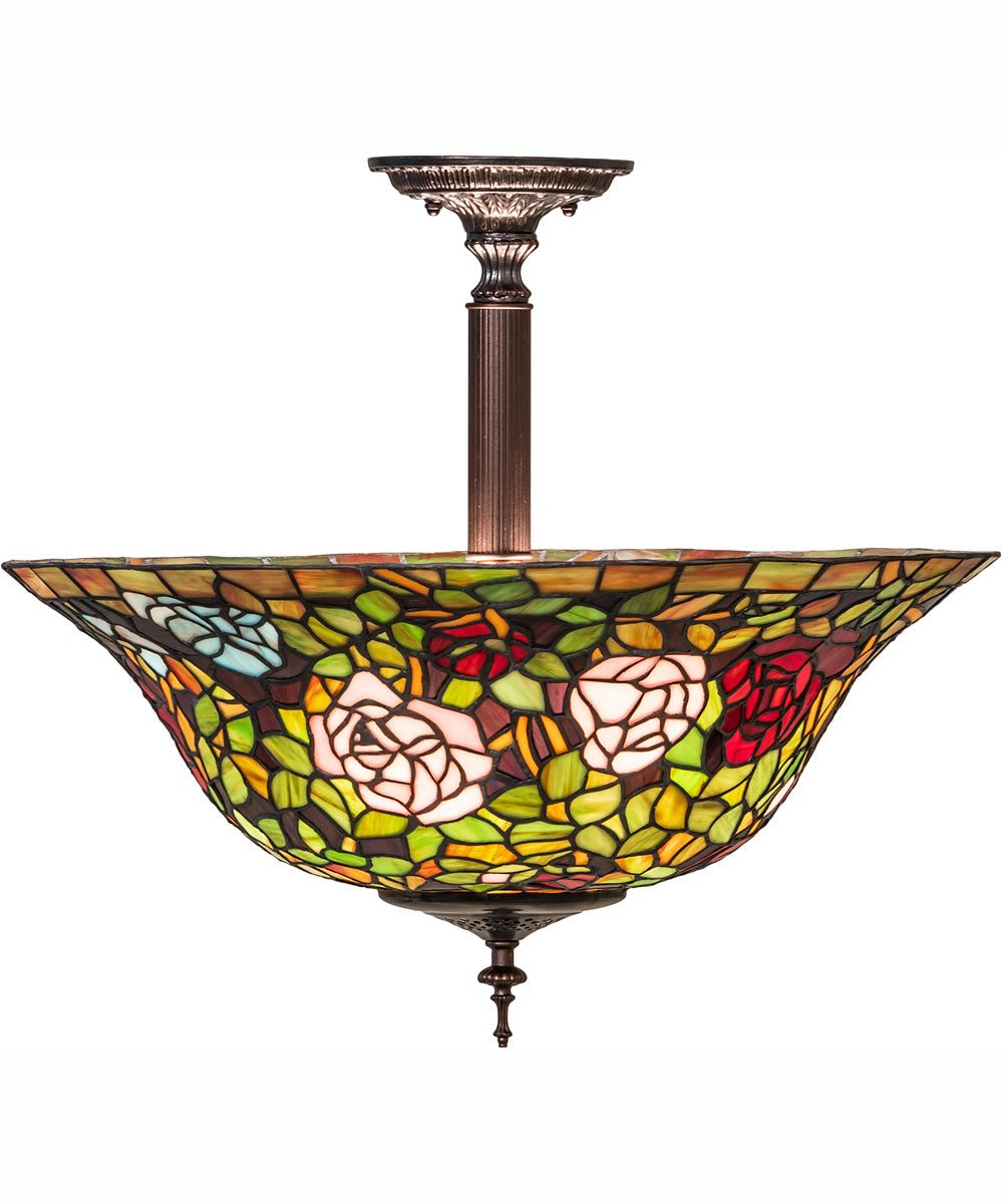 20" Wide Tiffany Rosebush Semi-Flushmount