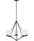 Elevate 5-Light Etched White Glass Mid-Century Modern Chandelier Light Matte Black