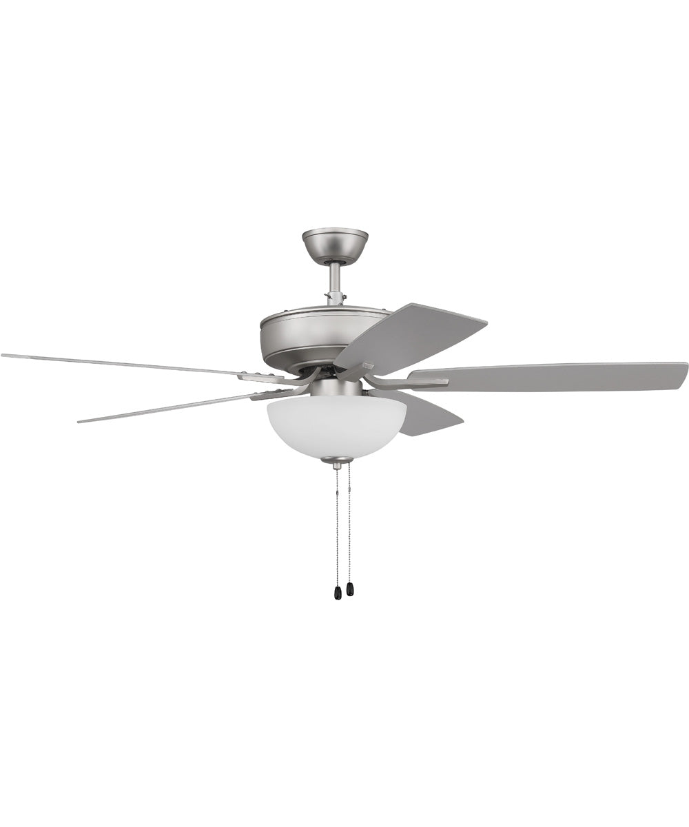 52" Pro Plus 211 White Bowl Light Kit 2-Light LED Indoor/Outdoor Ceiling Fan (Blades Included) Brushed Satin Nickel