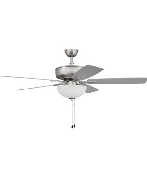 52" Pro Plus 211 White Bowl Light Kit 2-Light LED Indoor/Outdoor Ceiling Fan (Blades Included) Brushed Satin Nickel
