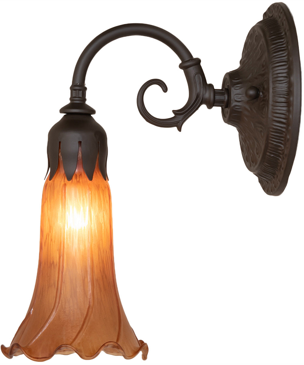 5.5" Wide Amber Tiffany Pond Lily Wall Sconce