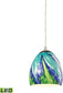 6"W Colorwave 1-Light LED Pendant Satin Nickel/Tropics Glass