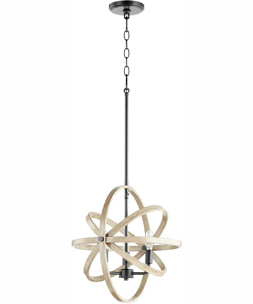 3-light Pendant Textured Black w/ Driftwood finish