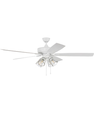 60" Super Pro 104 Clear 4 Light Kit 4-Light A - series Ceiling Fan (Blades Included) White