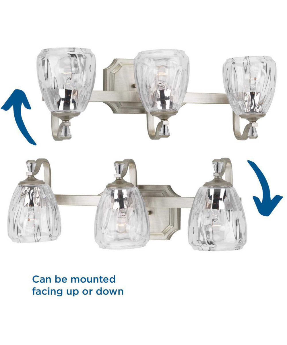 Anjoux 3-Light Clear Water Glass Luxe Bath Vanity Light Silver Ridge