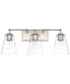 3-Light Vanity In Polished Nickel With Clear Seeded Glass