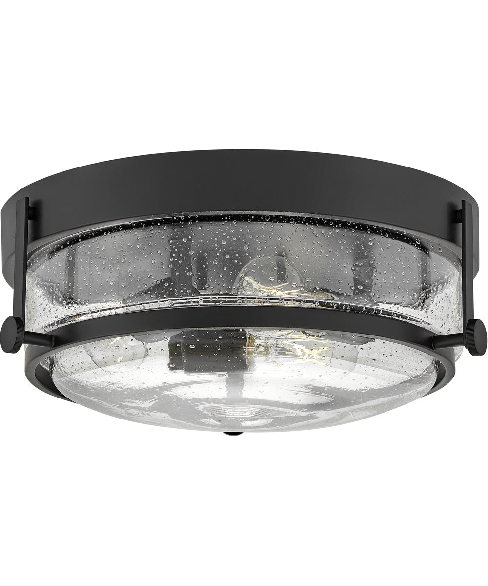 Harper 3-Light Small Flush Mount in Black with Clear Seedy glass