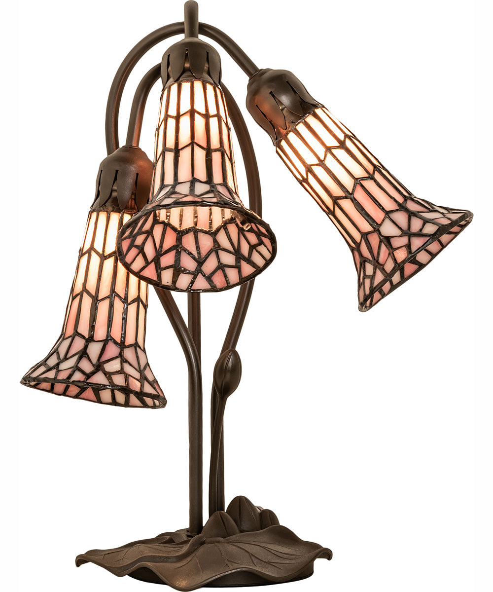 16" High Stained Glass Pond Lily 3 Light Accent Lamp