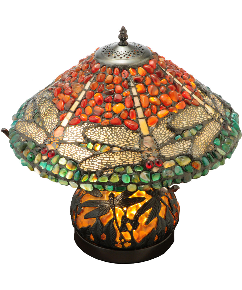 17"H Dragonfly Polished Agata W/Lighted Base Table Lamp