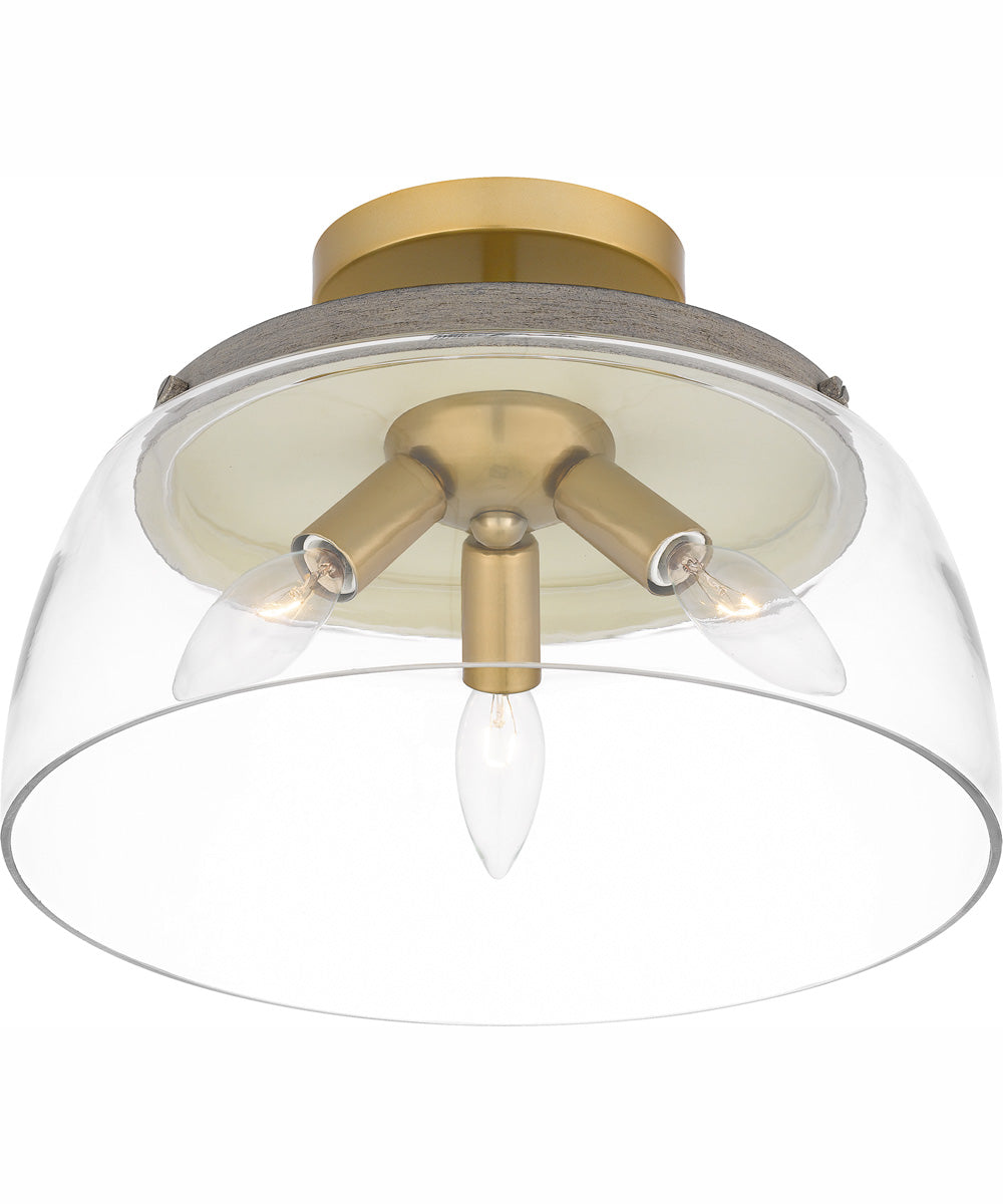 Burkett Medium 3-light Semi Flush Mount Light Gold