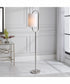 64"H 1-Light Floor Lamp Iron and Crystal in Polished Nickel and Crystal with a Rectangular Shade