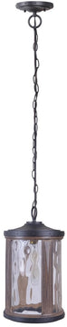 9"W Madera 1-Light Outdoor Pendant Textured Black/Whiskey Barrel