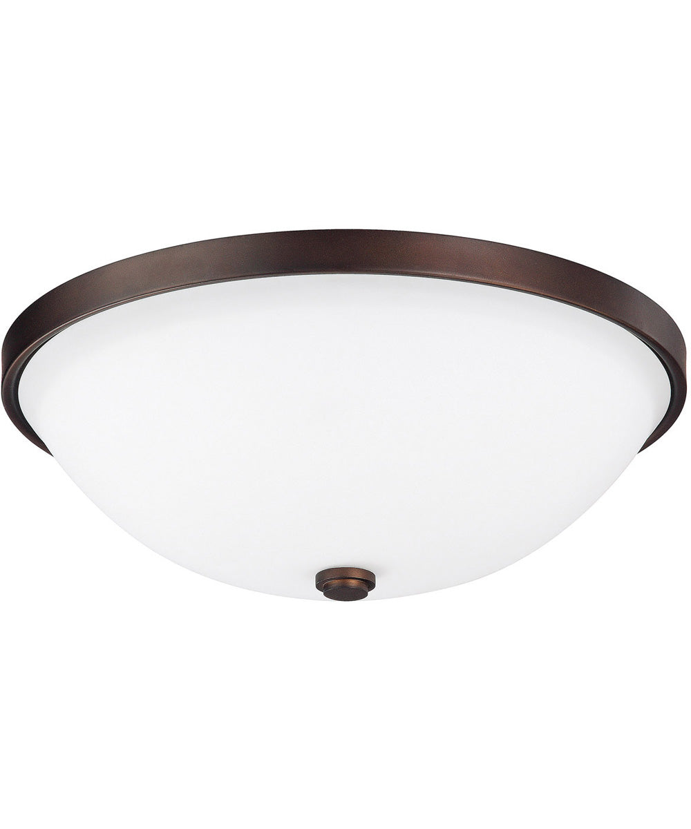 2-Light Flush Mount In Burnished Bronze With Soft White Glass