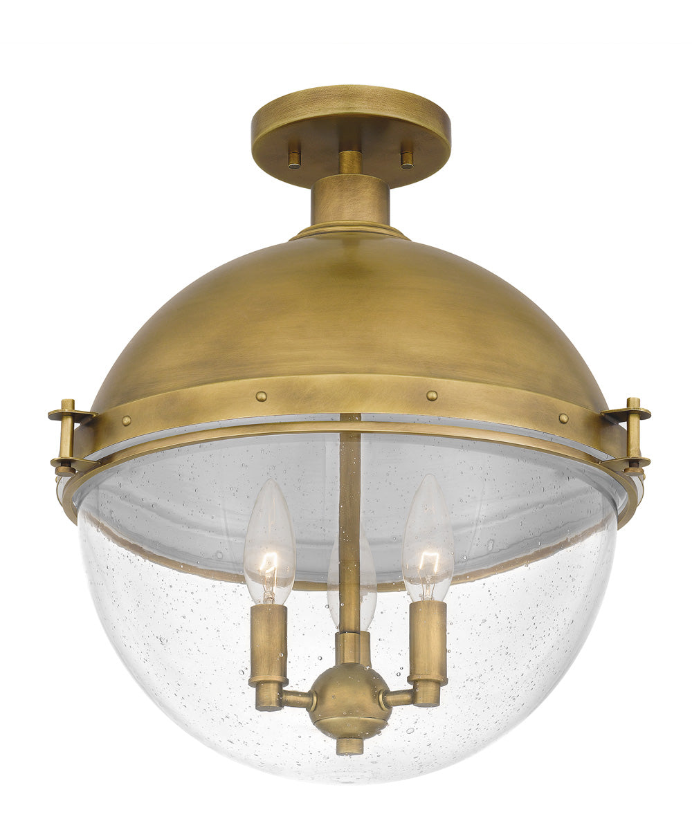 Perrine 3-light Semi Flush Mount Weathered Brass