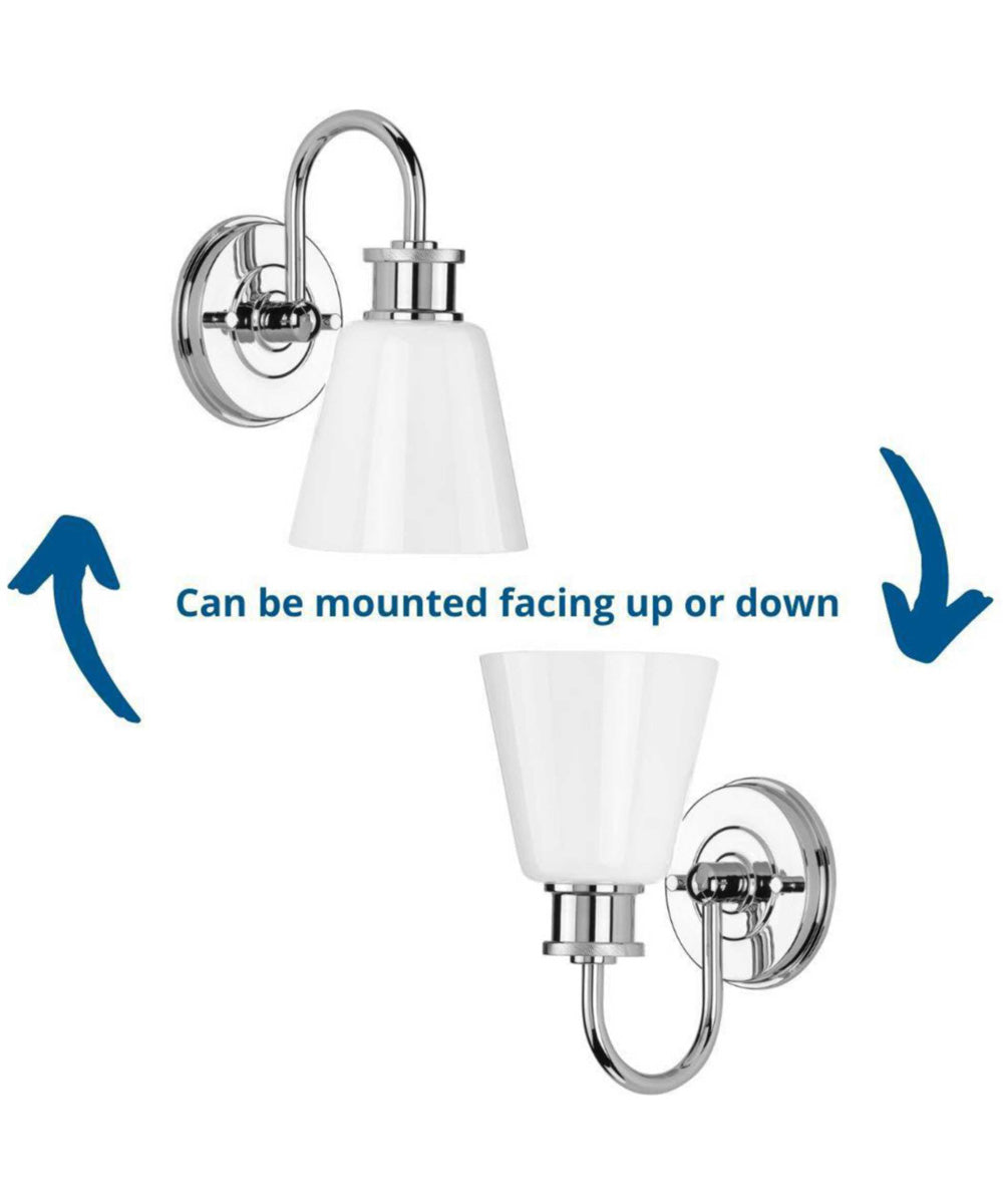 Ashford 1-Light Opal Glass Farmhouse Style Bath Vanity Wall Light Polished Chrome