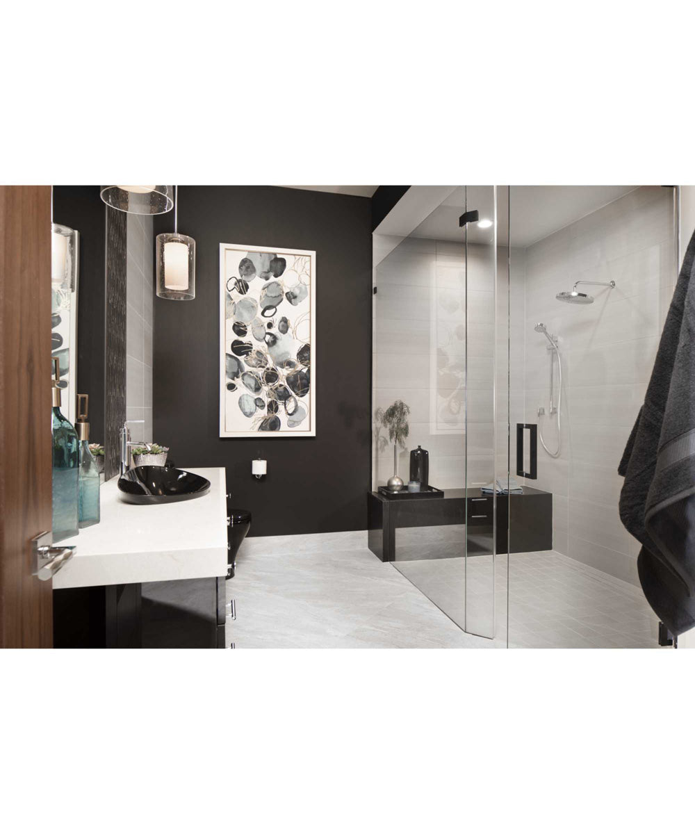 Double Glass 1-Light Etched White Inside/Seeded Glass Outside Glass Farmhouse Pendant Light Polished Chrome