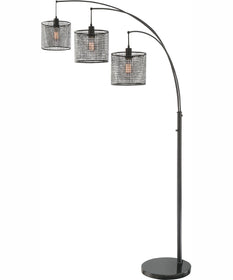 Hamilton 3-Light 3-Light Arch Lamp Black/Mesh Metal Shade