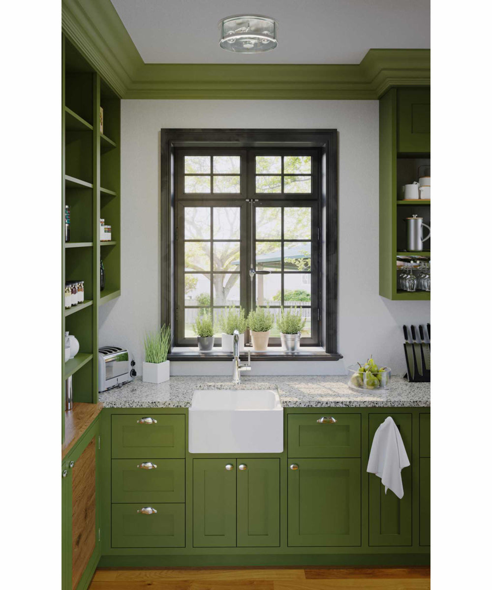 Gilliam 12-5/8 in. 2-Light New Traditional Flush Mount Brushed Nickel