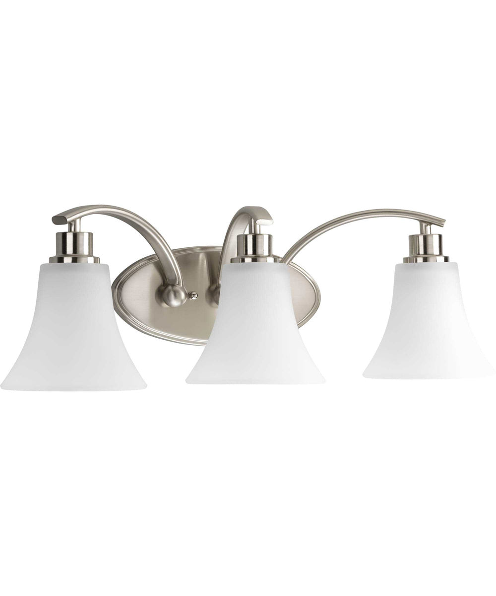 Joy 3-Light Etched Glass Traditional Bath Vanity Light Brushed Nickel