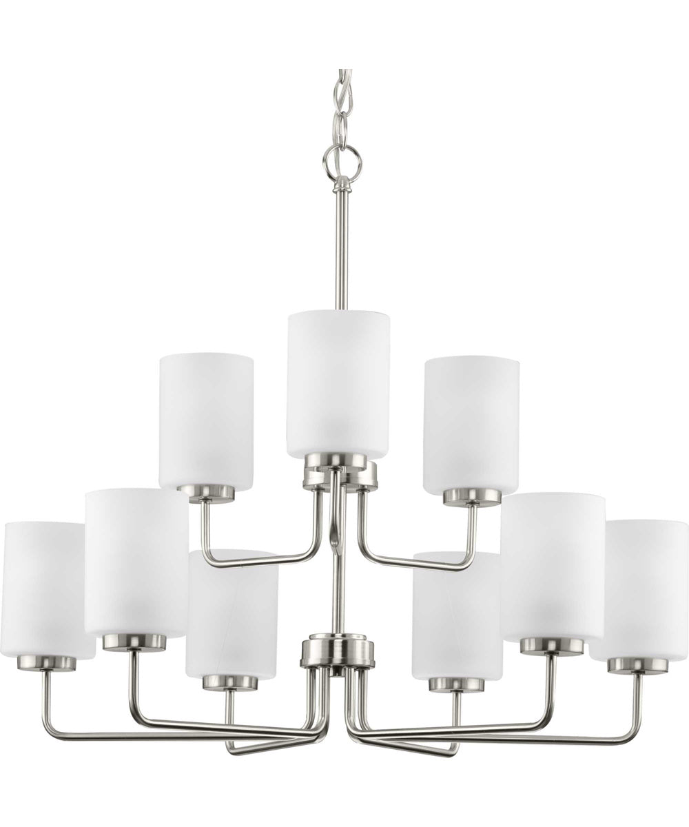 Merry 9-Light Etched Glass Transitional Style Chandelier Light Brushed Nickel