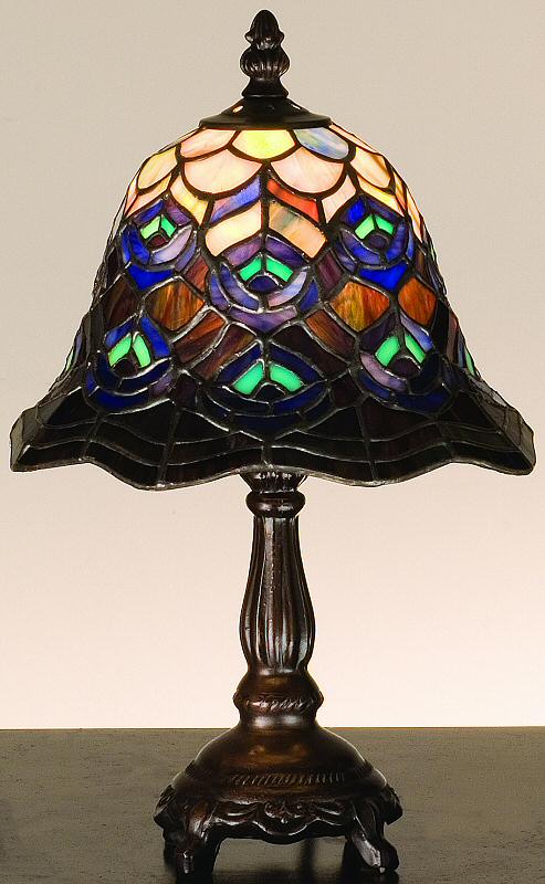 13"H Tiffany Peacock Feather Mini-Lamp