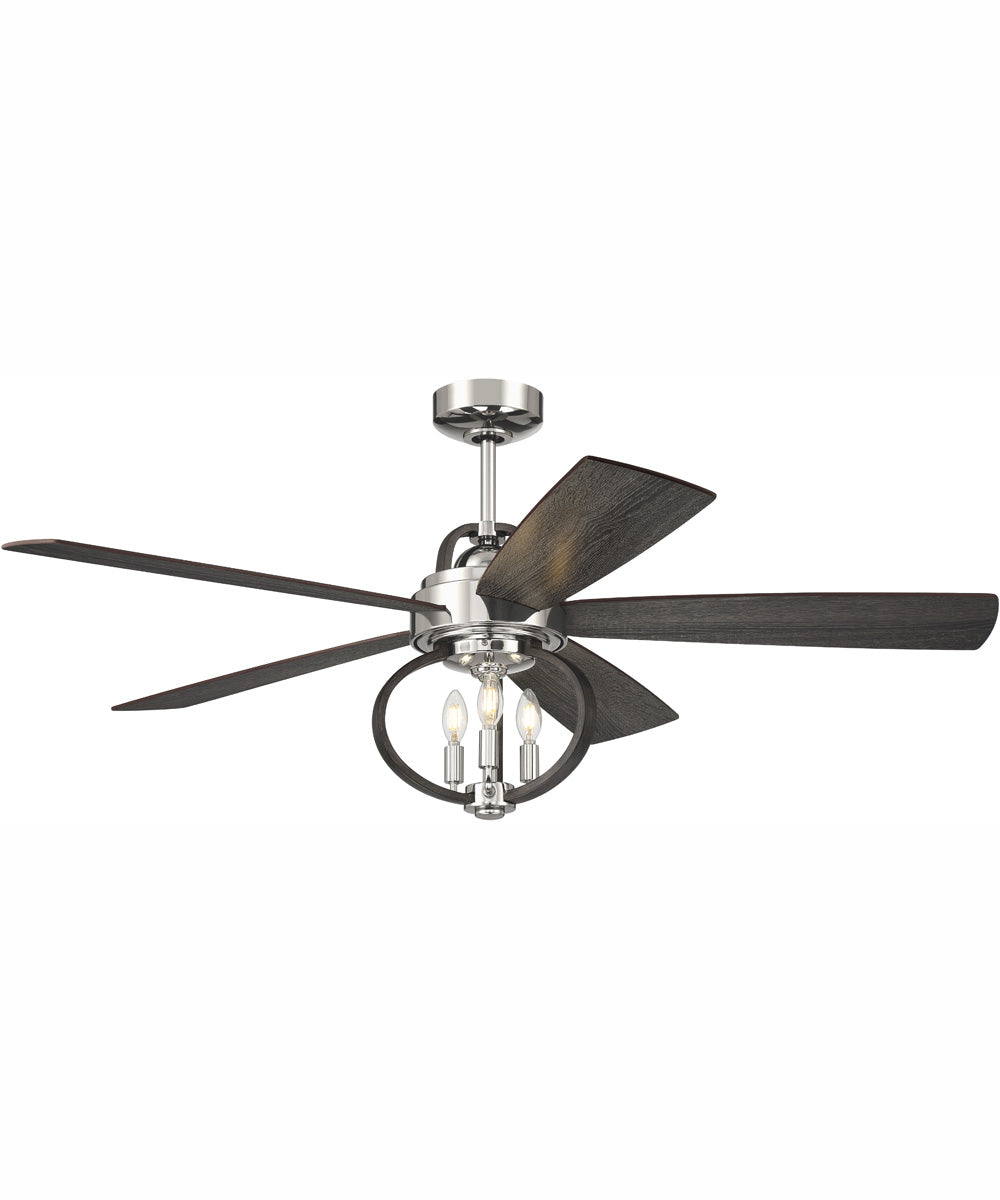 52" Reese 3-Light Ceiling Fan Polished Nickel