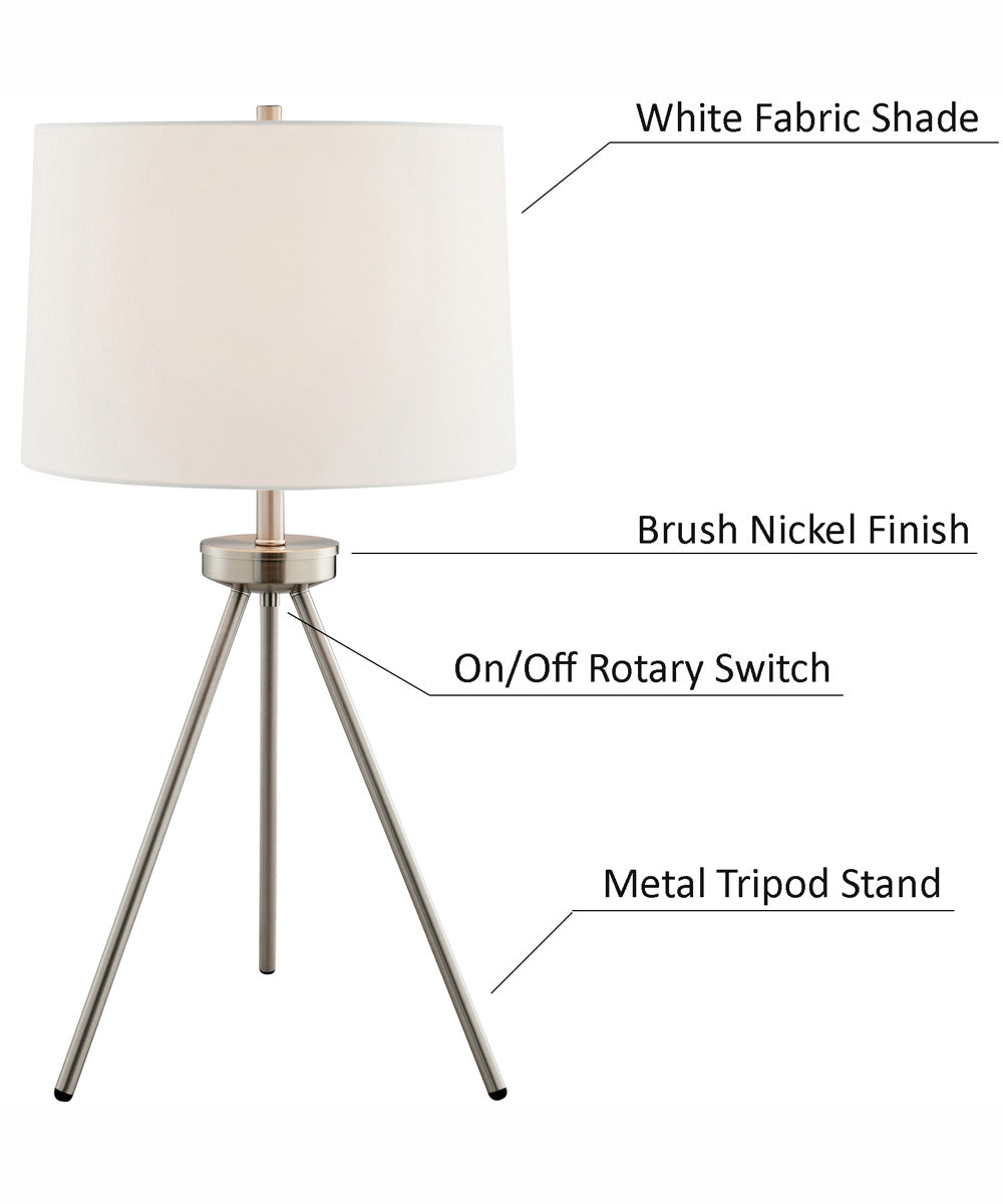 Tullio 1-Light 3Pcs Floor & Table Lamp Set Brushed Nickel/White Shade
