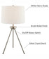 Tullio 1-Light 3Pcs Floor & Table Lamp Set Brushed Nickel/White Shade