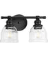 Ambrose 2-Light Farmhouse Clear Glass Bath Vanity Light Matte Black