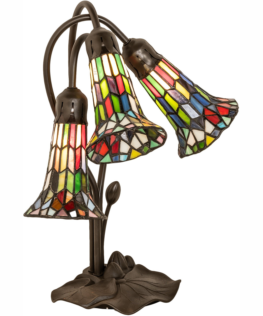 16" High Stained Glass Pond Lily 3 Light Accent Lamp