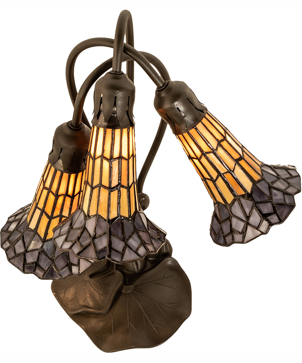16" High Stained Glass Pond Lily 3 Light Accent Lamp