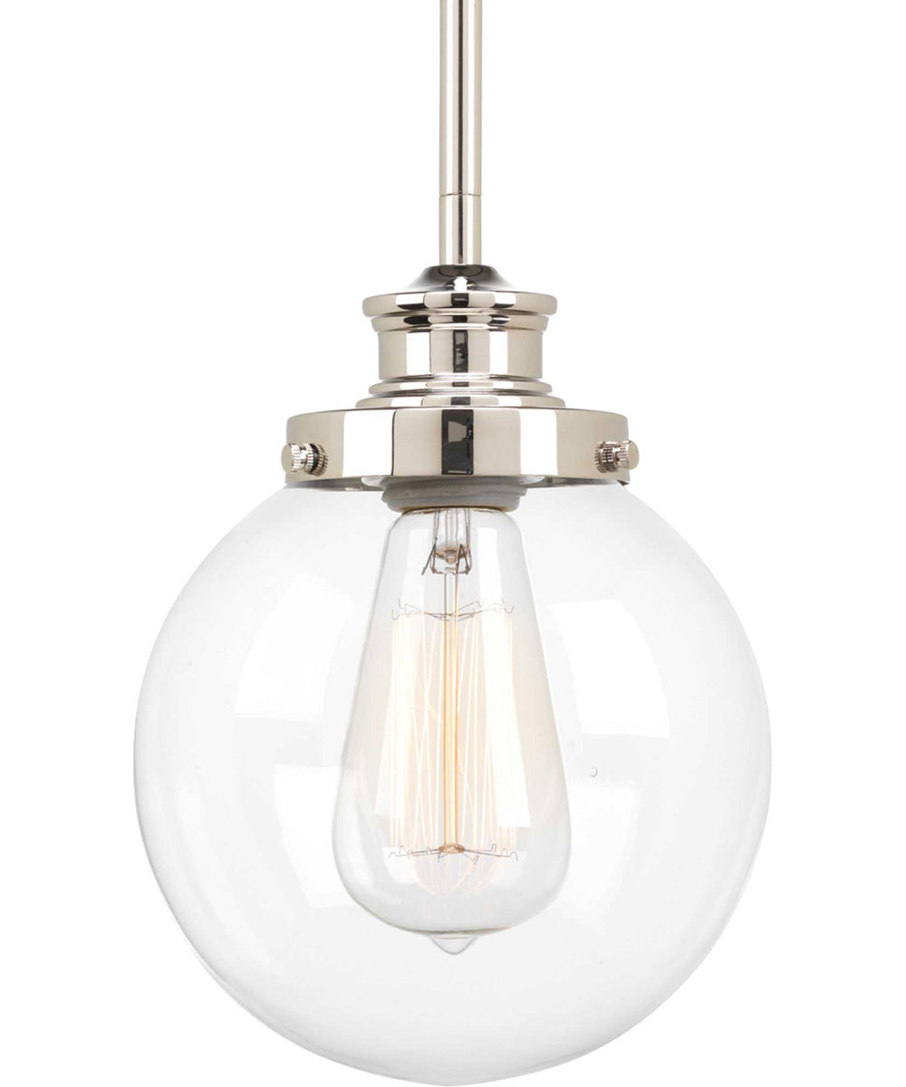 Penn 1-Light Clear Glass Farmhouse Mini-Pendant Light Polished Nickel