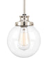 Penn 1-Light Clear Glass Farmhouse Mini-Pendant Light Polished Nickel