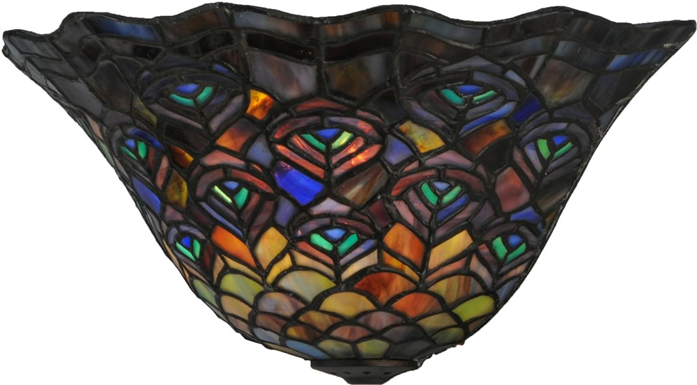 13"W Peacock Feather Wall Sconce