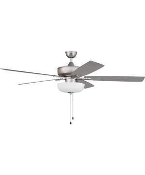 60" Super Pro 111 White Bowl Light Kit 3-Light LED Ceiling Fan (Blades Included) Brushed Satin Nickel