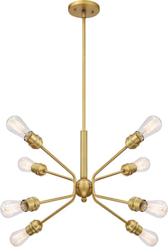 30"W Faraday 8-Light Pendant Brushed Brass