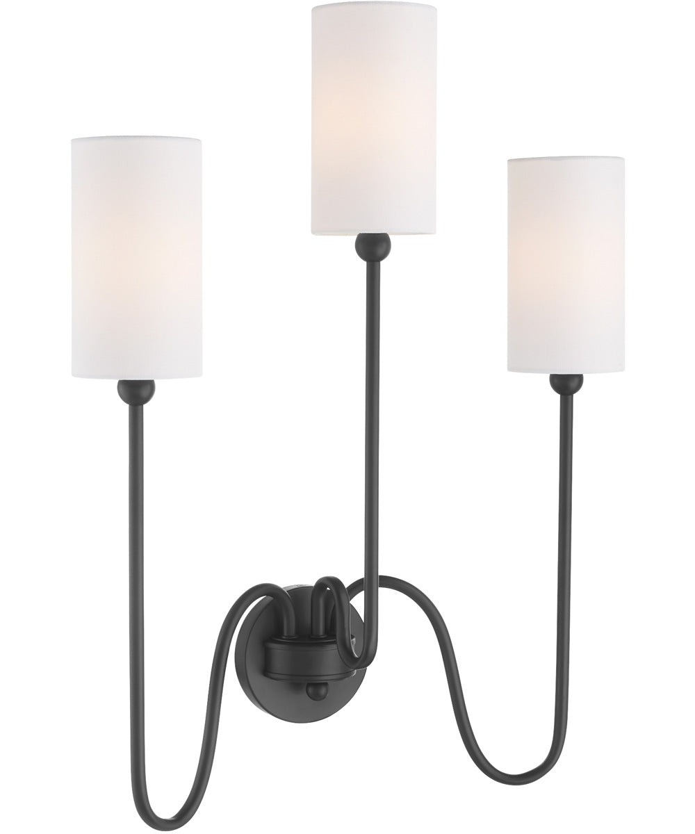 Tamara Day's Charlotte 3-light Wall Mount Light Fixture Matte Black