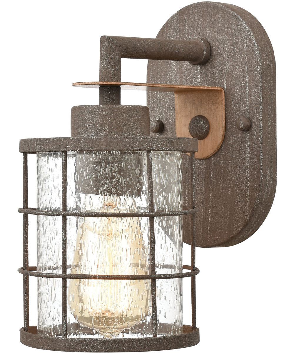 Gilbert 1-Light Vanity-Light Rusted Coffee/Light Wood/Seedy Glass