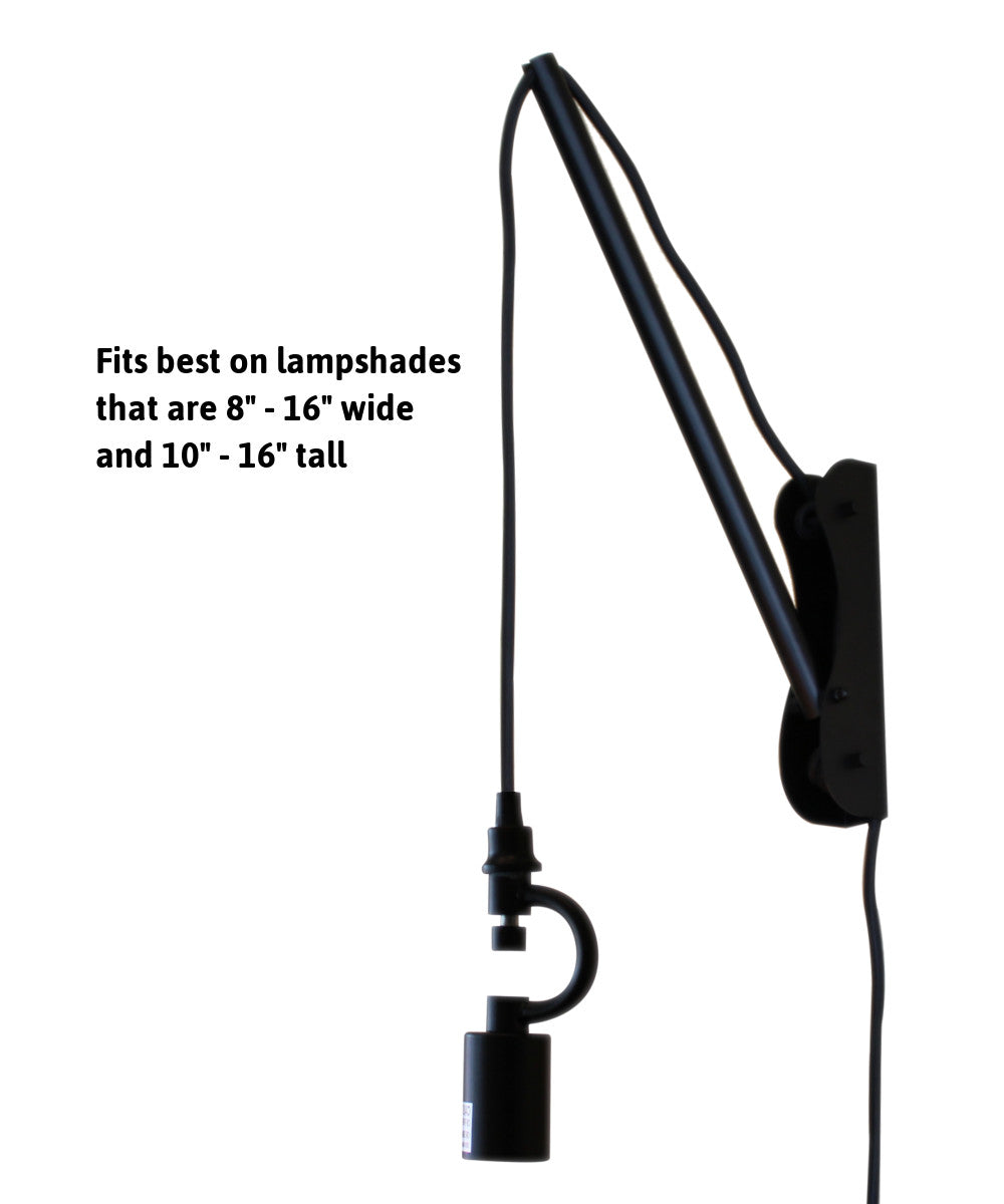 8"W The MAST 1 Light Wall Arm Converts Your Lampshade to a Wall Pendant  Black