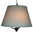 16"W Three light pendant in antique black Finish with Textured Oatmeal Slotted Pendant Empire Shade
